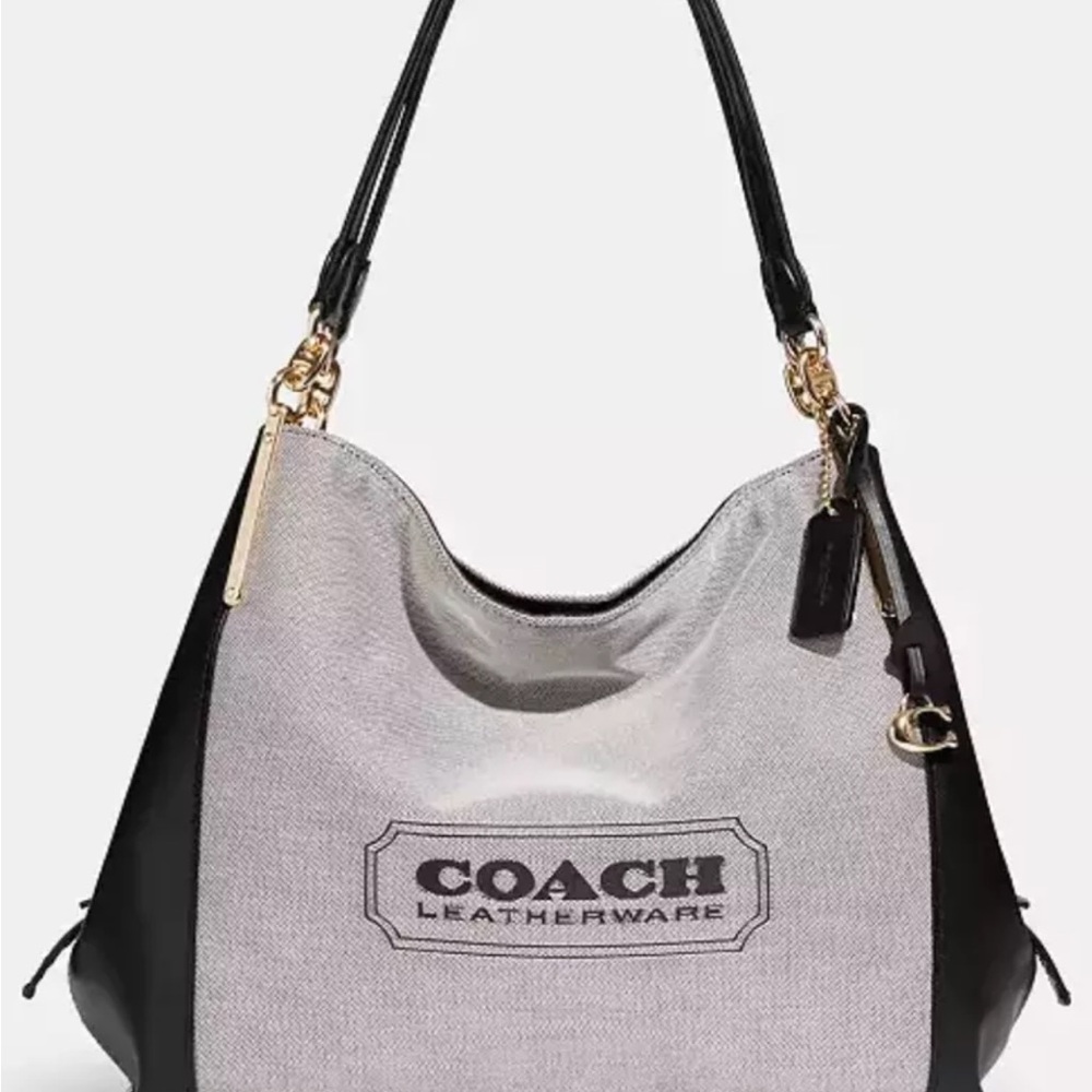 Coach Black and Gray Hobo Bag with Gold Hardware